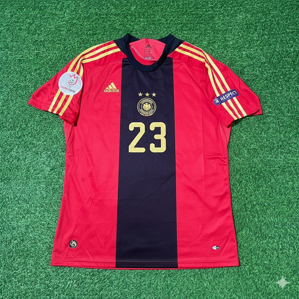 Germany 2008 EURO Away Red Retro Football Jersey – Mario Gomez