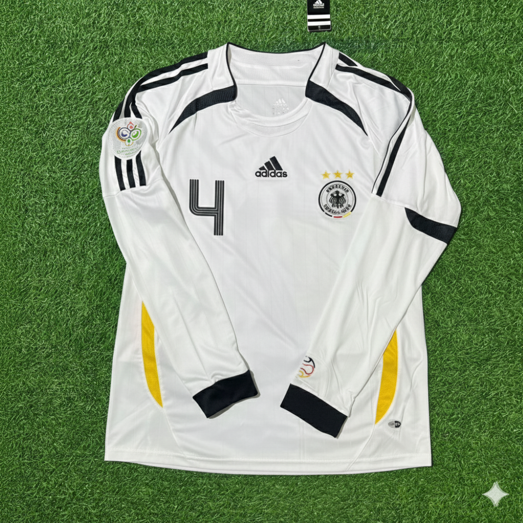 Guido Buchwald Deutschland Weltmeisterschaft Langarm Weiß Retro Fußballtrikot