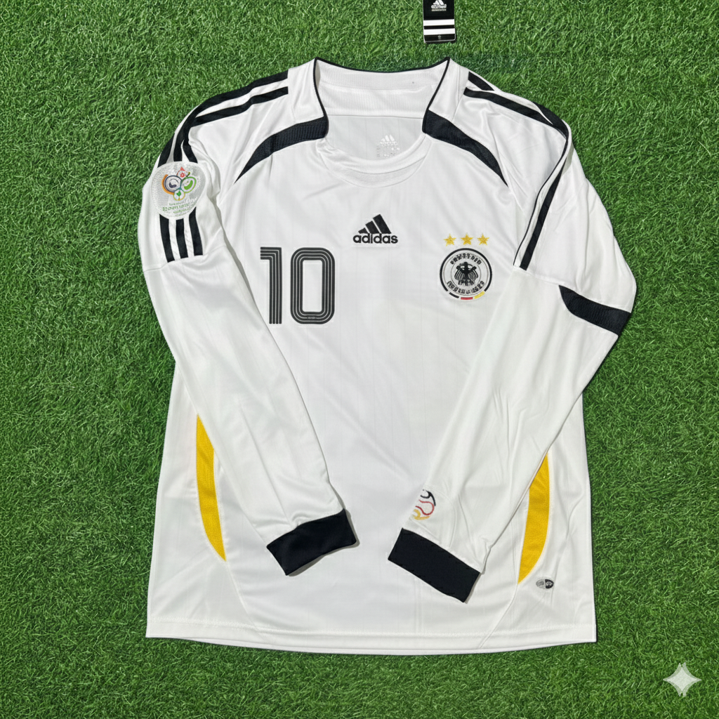 Uli Hoeneß Deutschland WM Langarm Trikot Weiß Retro Fußballtrikot