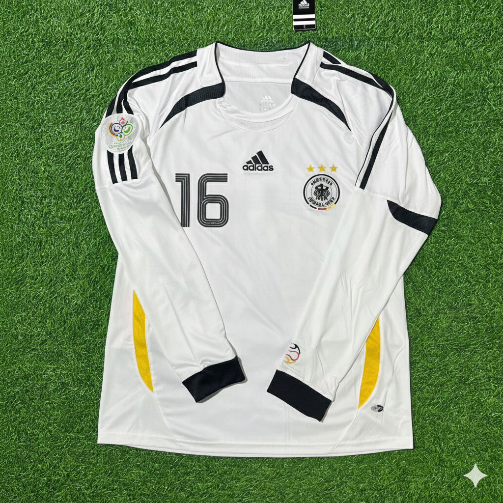 Philipp Lahm Deutschland 2006 WM Langarm Weißes Fußballtrikot
