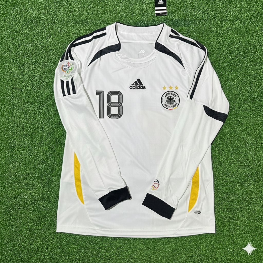 Jürgen Klinsmann Germany World Cup Long Sleeve White Retro Football Jersey