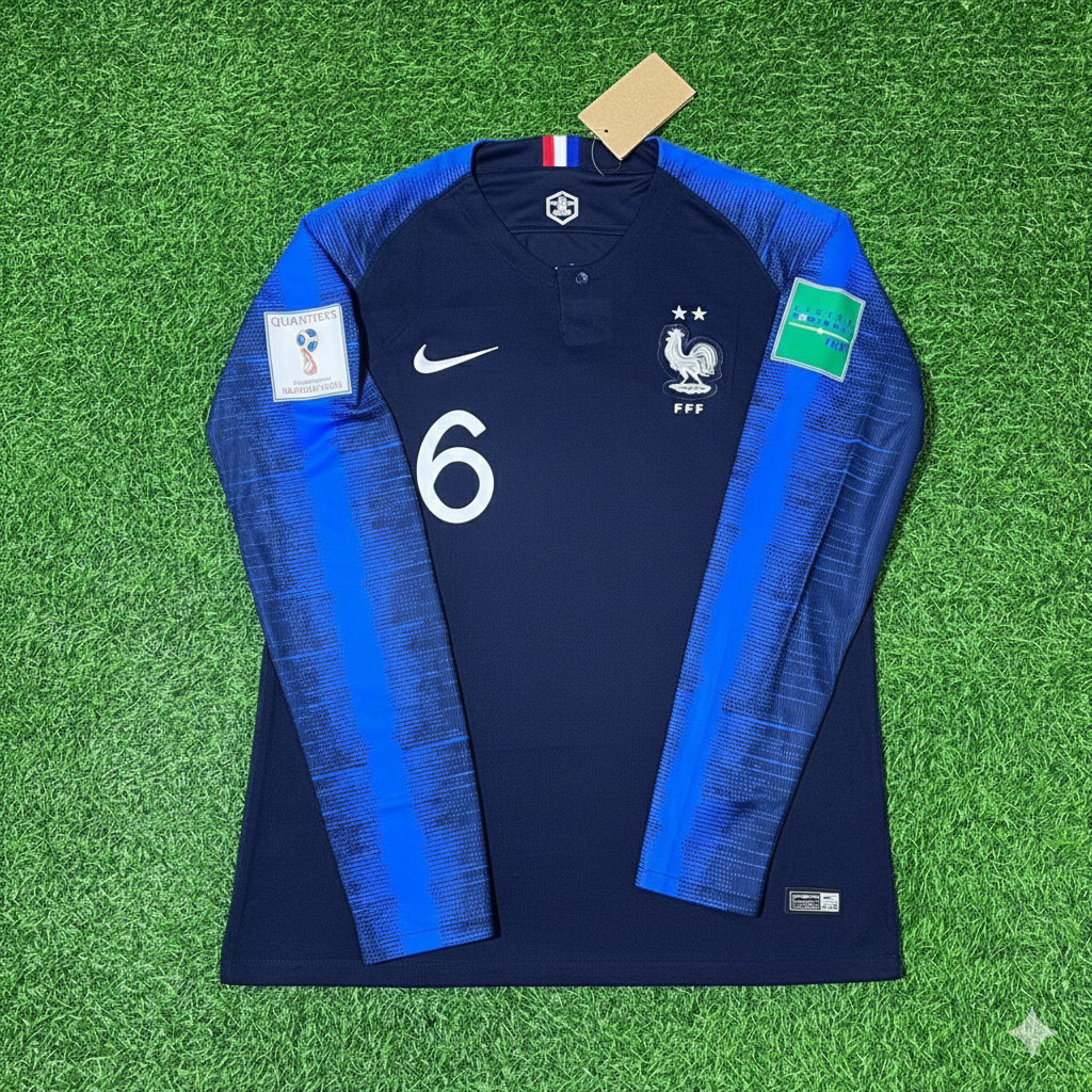 Paul Pogba Frankreich 2018 WM-Finale Langarm Retro Trikot