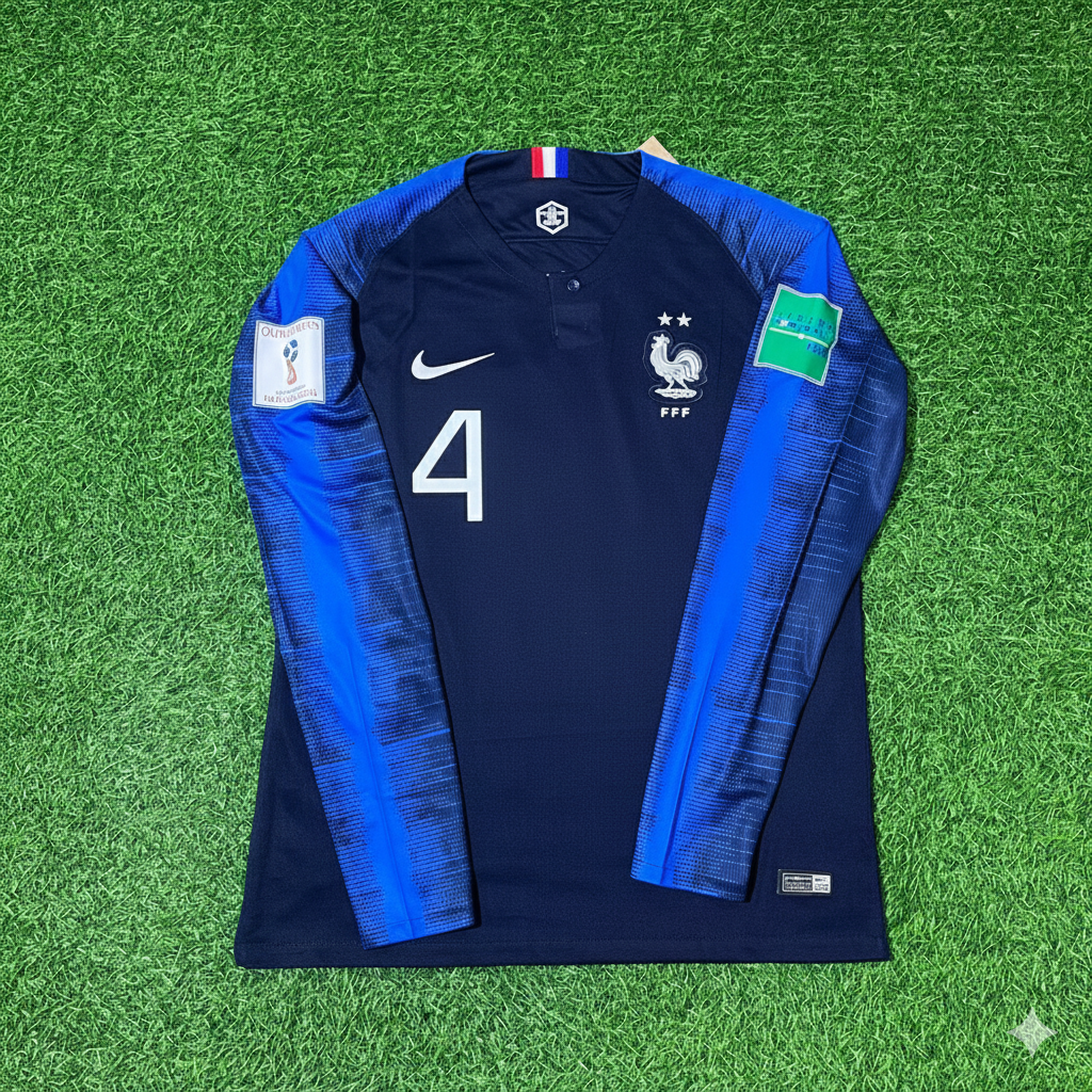 Raphael Varane Frankreich 2018 WM-Finale Langarm Retro-Fußballtrikot-Set