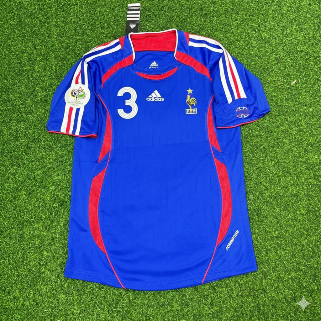 Eric Abidal Frankreich WM 2006 blaues Retro-Trikot – | Trikot | Maillot Fußballtrikot