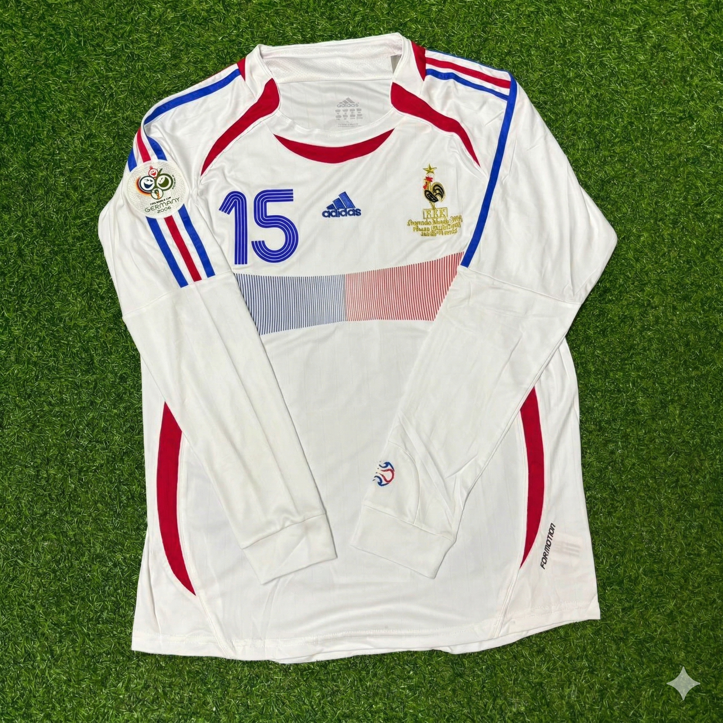 Lilian Thuram Frankreich 2006 WM-Finale Langarm Weiß Retro-Trikot