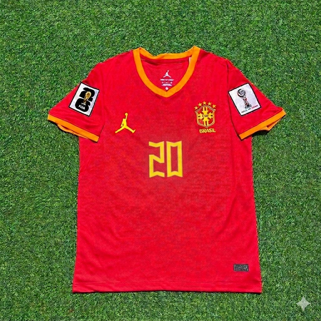 Estêvão Willian 20# Brasilien WM 2026 Rotes Auswärtstrikot