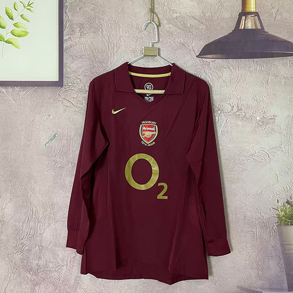 Arsenal 2005-06 Burgundy Champions League Long sleeve Jersey Trikot Maillot