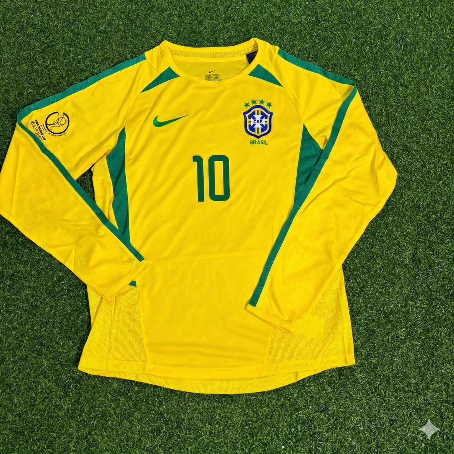 Rivaldo Brasil 2002 WM-Finale Gelbes Langarm Retro-Fußballtrikot