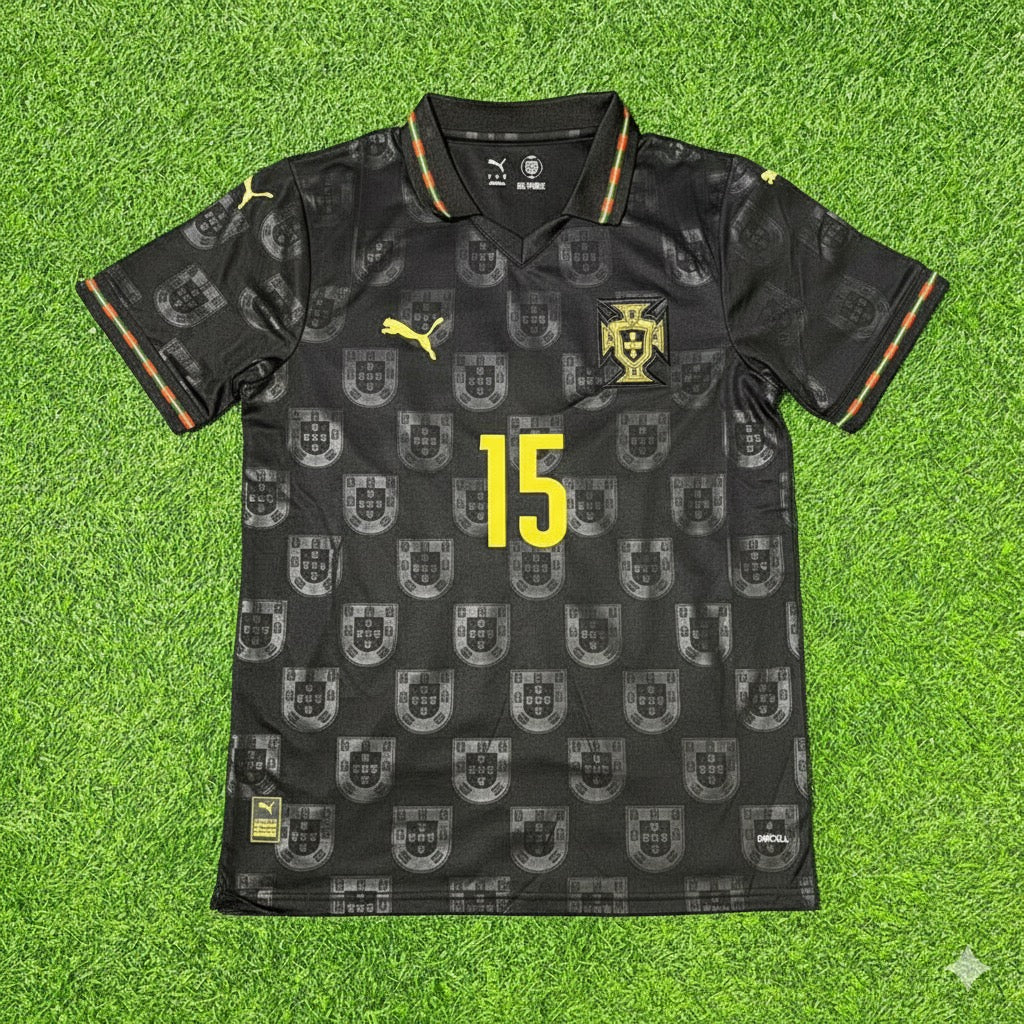 João Neves Portugal 2025/26 Neue Saison Schwarzes Fußballtrikot-Set