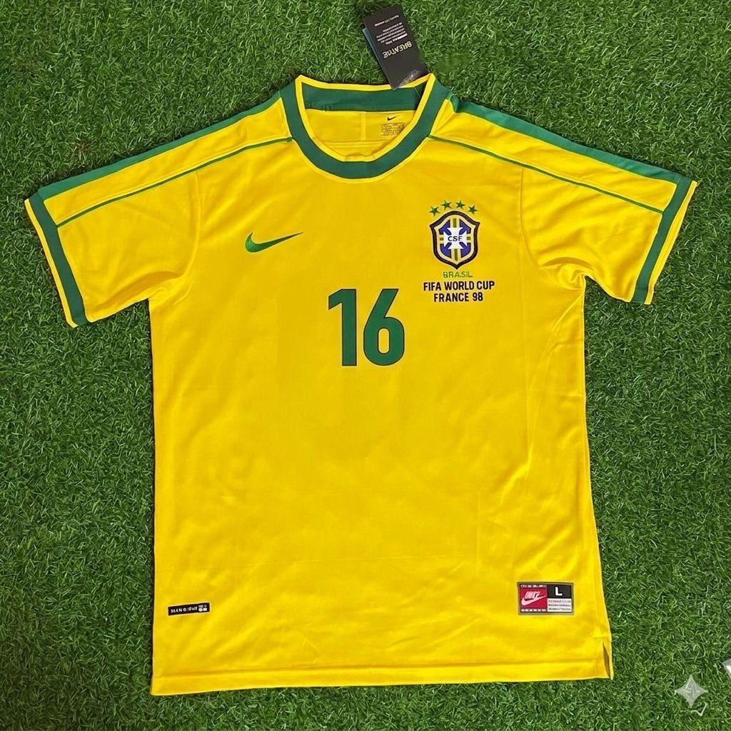 Zé Roberto #16 Brasilien 1998 Weltmeisterschaft Retro Trikot Fußballtrikot