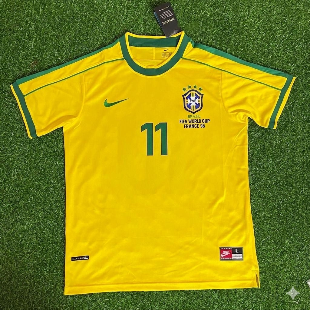 Romário #11 Brasilien 1998 Weltmeisterschaft Retro Trikot Fußballshirt