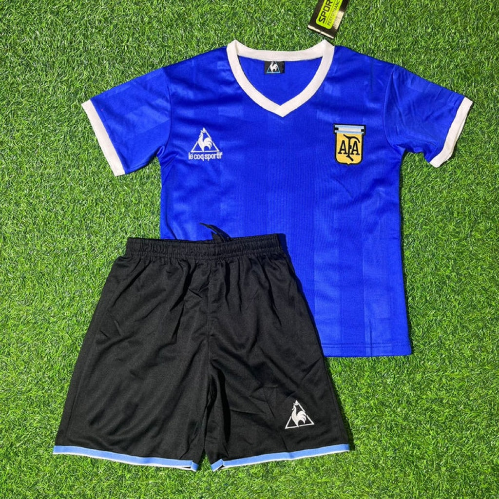 Carlos Tevez 11- Argentina Blue Kids Retro Football Jersey Kit