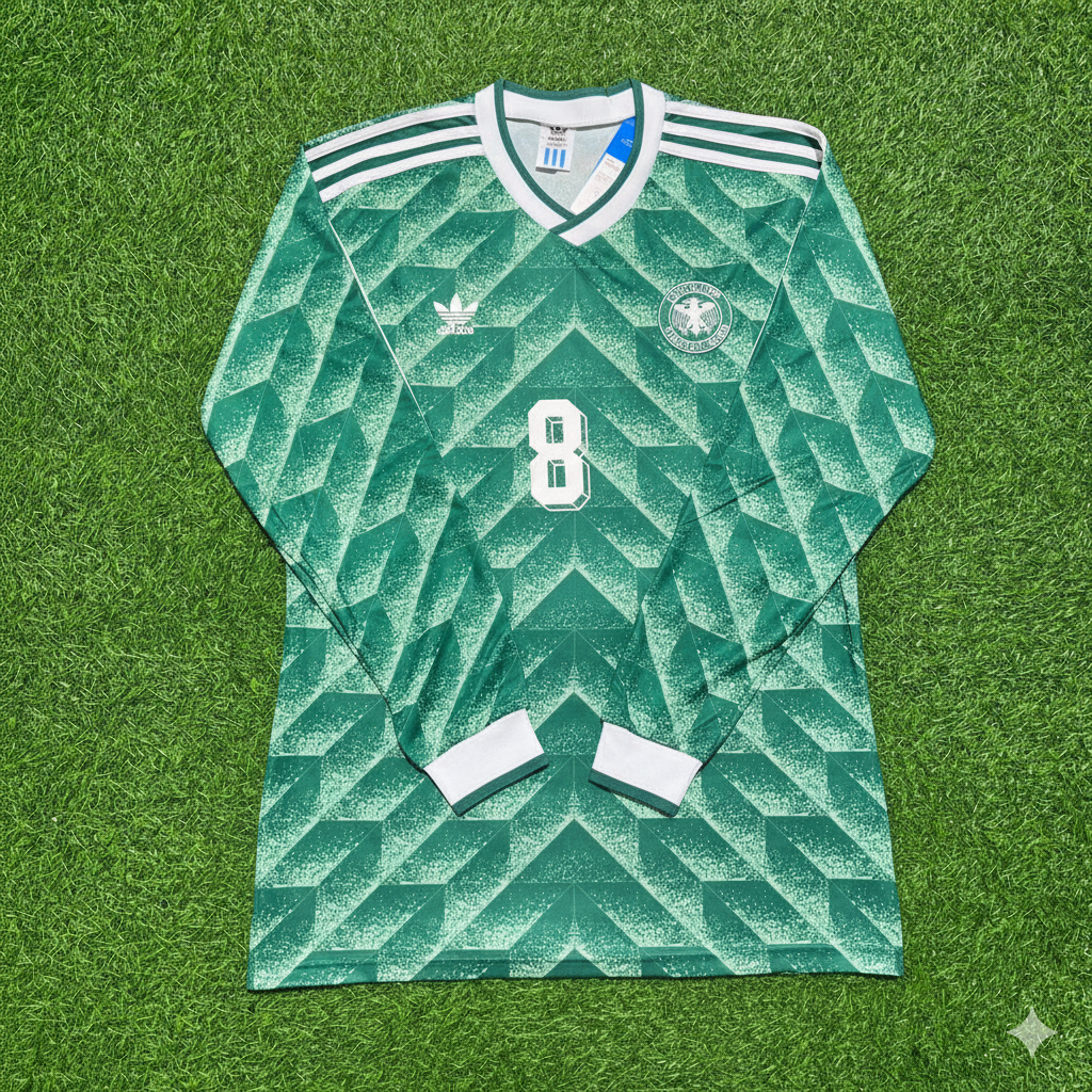 Thomas Hässler Germany 1990 World Cup Green Long Sleeve Football Jersey