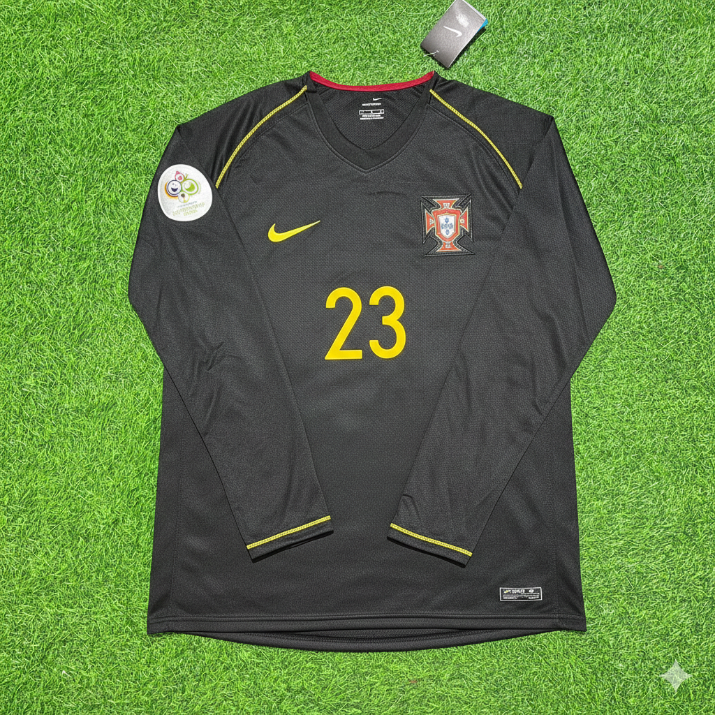 Helder Postiga Portugal 2006 WM Langarm Trikot Retro Schwarz