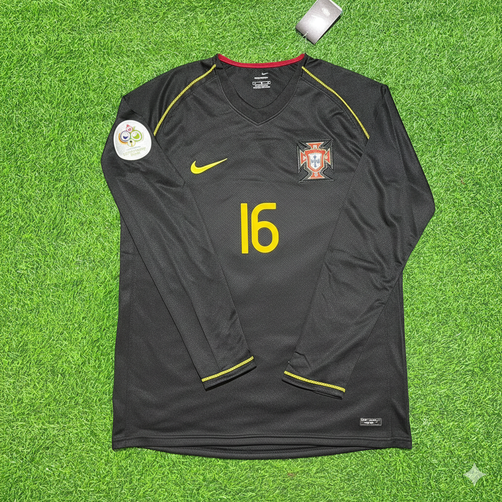 Ricardo Carvalho Portugal WM 2006 Langarm Schwarz Retro Trikot