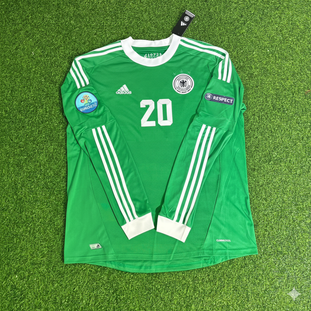 Deutschland 2012 EURO Langarm-Retro-Fußballtrikot in Grün – Jerome Boateng