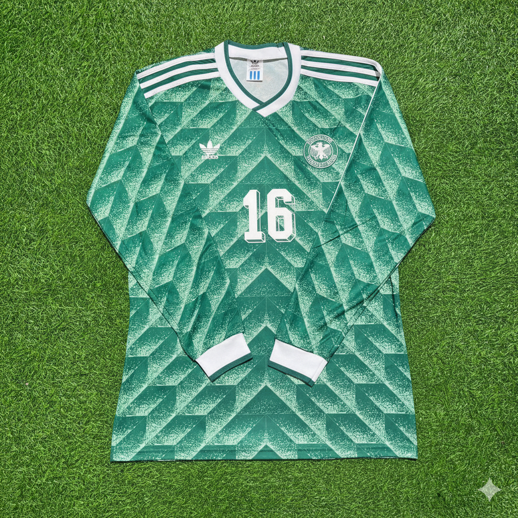 Paul Steiner Deutschland 1990 WM Grün Langarm Fußballtrikot