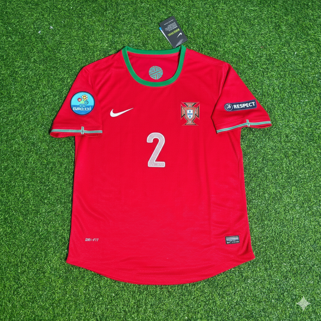 Bruno Alves Portugal Euro 2012 Red Retro Football Jersey Kit