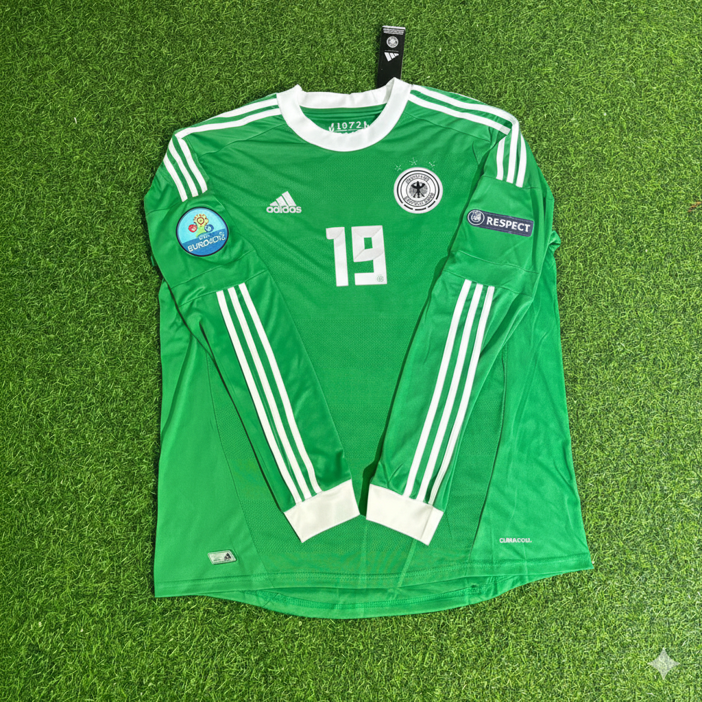Camiseta de fĂștbol retro de manga larga de Alemania EURO 2012 en verde â Mario Götze