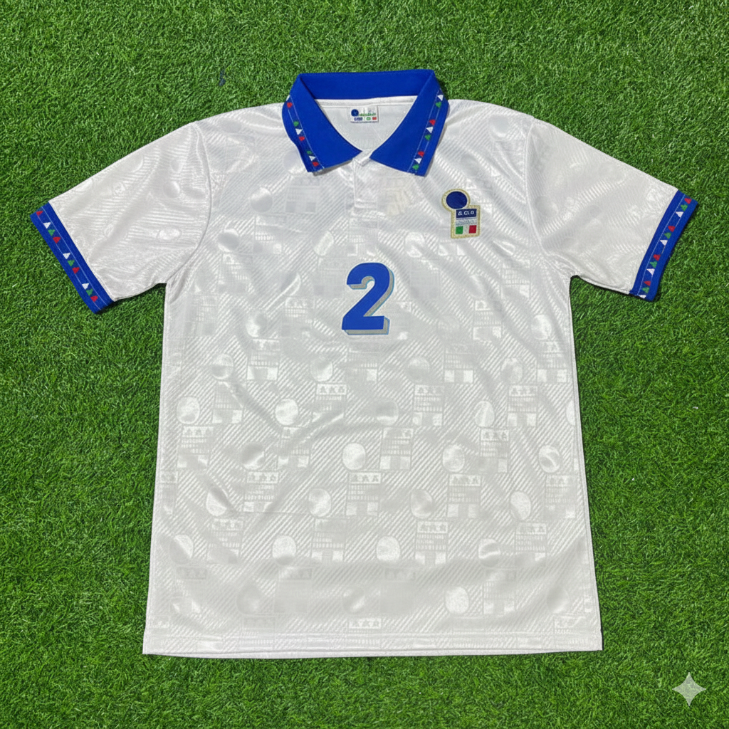 Mauro Tasotti Italy 1994 World Cup White Retro Football Jersey Kit