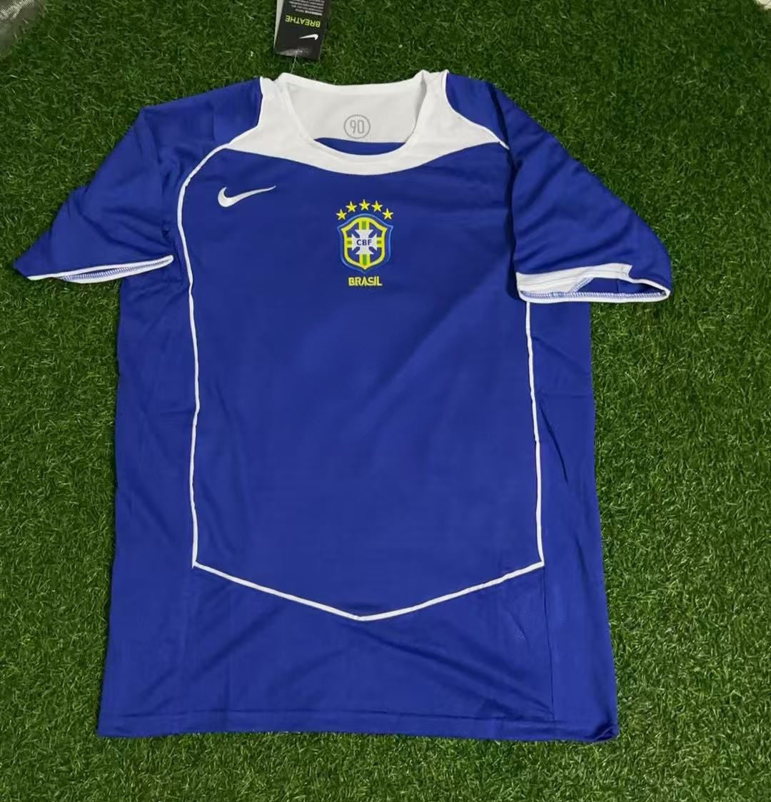 Julio Baptista Brazil 2004 Blue Retro Football Jersey Kit
