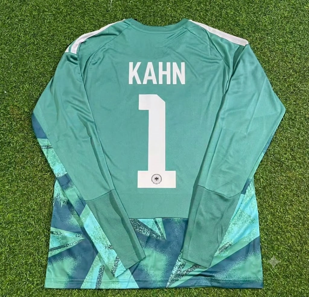 Oliver Kahn Germany Retro Goalkeeper Long Sleeve Football Jersey