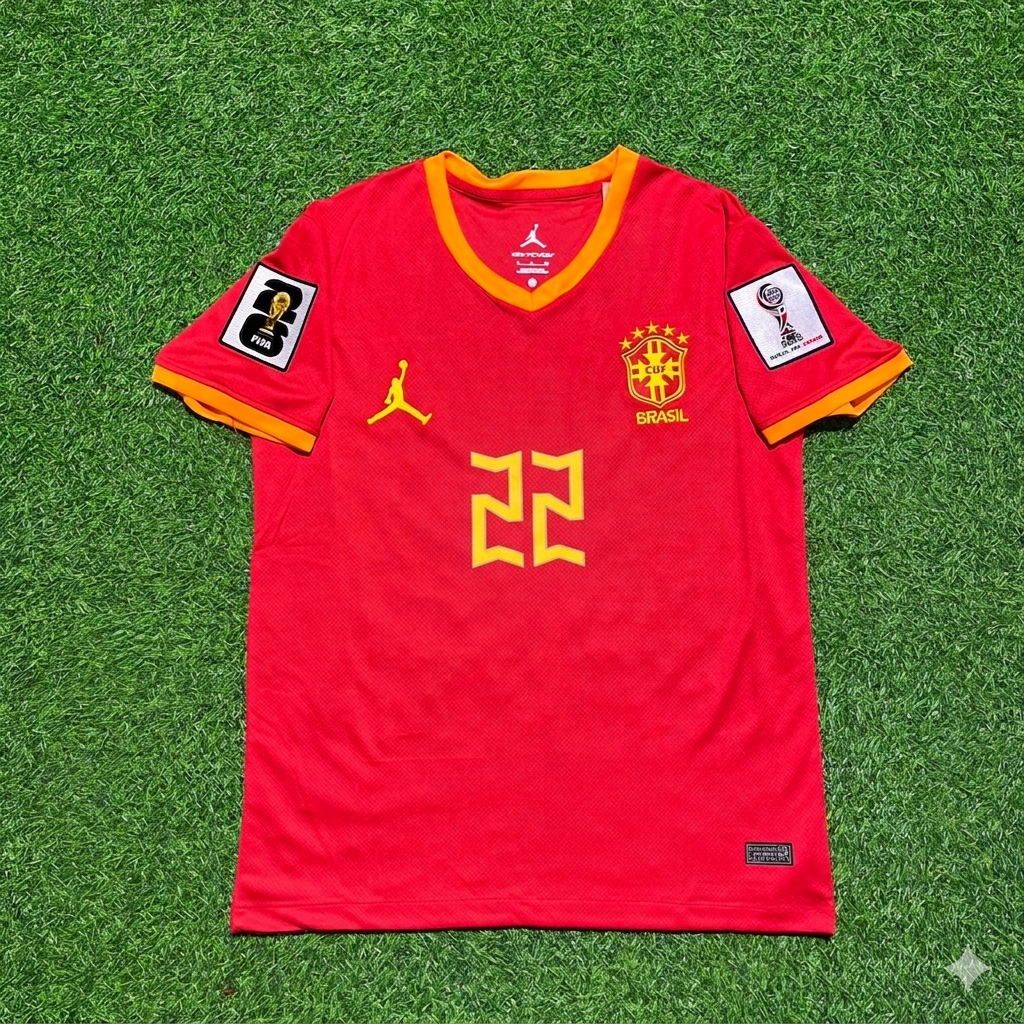 João Pedro 22# Brazil 2026 World Cup Red Jersey Trikot