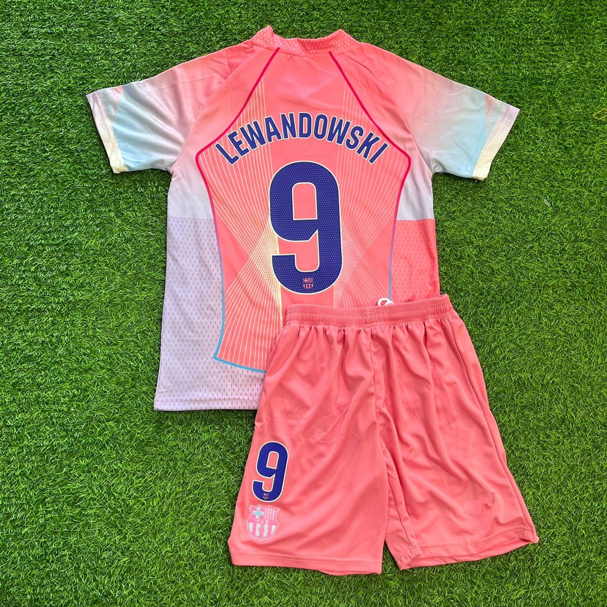 Camiseta de fútbol rosa del Barcelona de Robert Lewandowski para niños, Trikot, Maillot