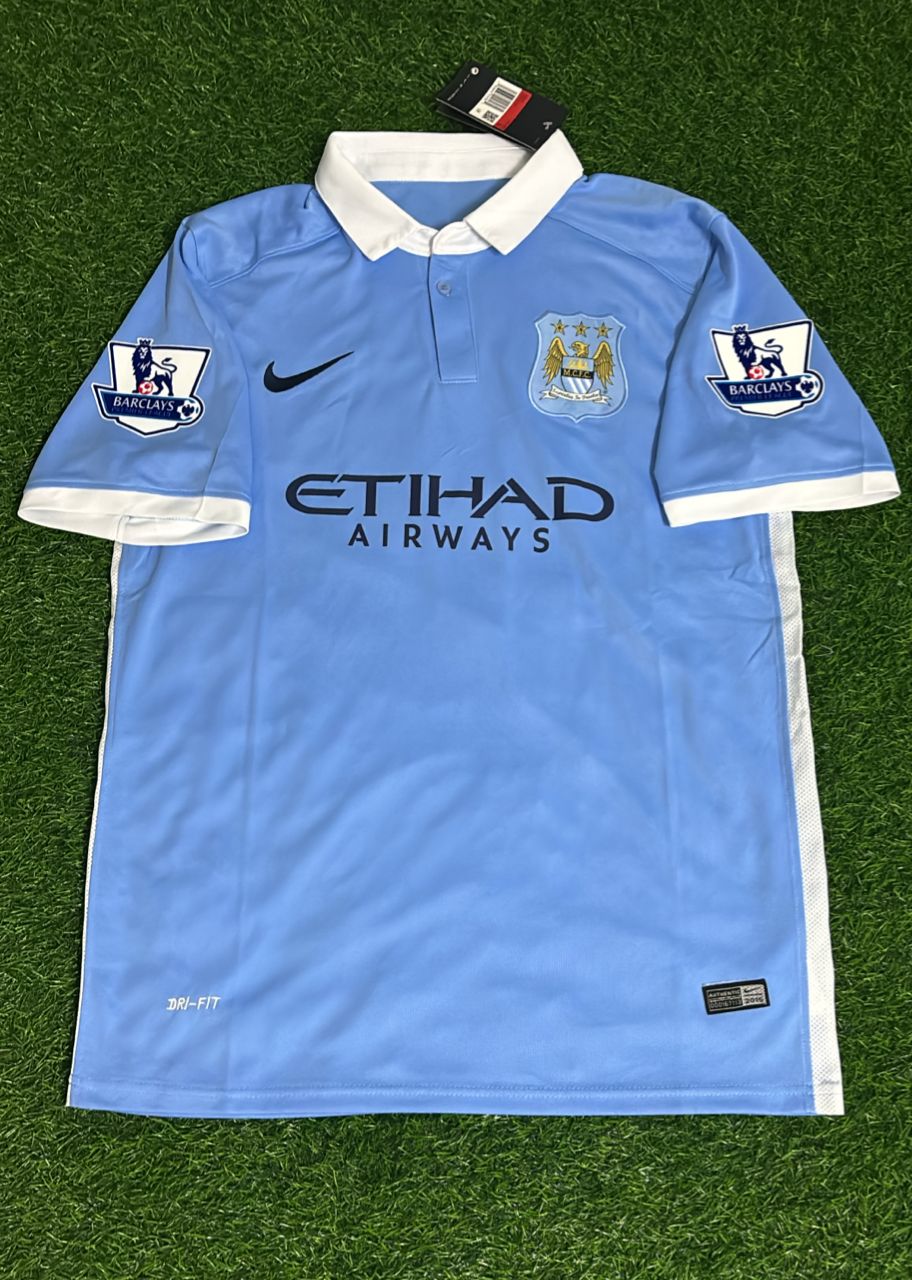 David Silva 21 Manchester City 2015/16 Home Kit Blue Retro Jersey Trikot Jersey Maillot Soccer Shirt