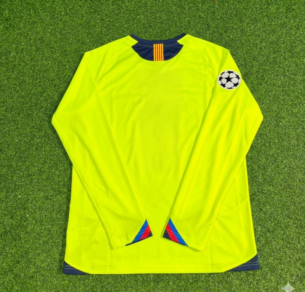 Barcelona 2005/06 Yellow Green Long Sleeve Retro Football Jersey