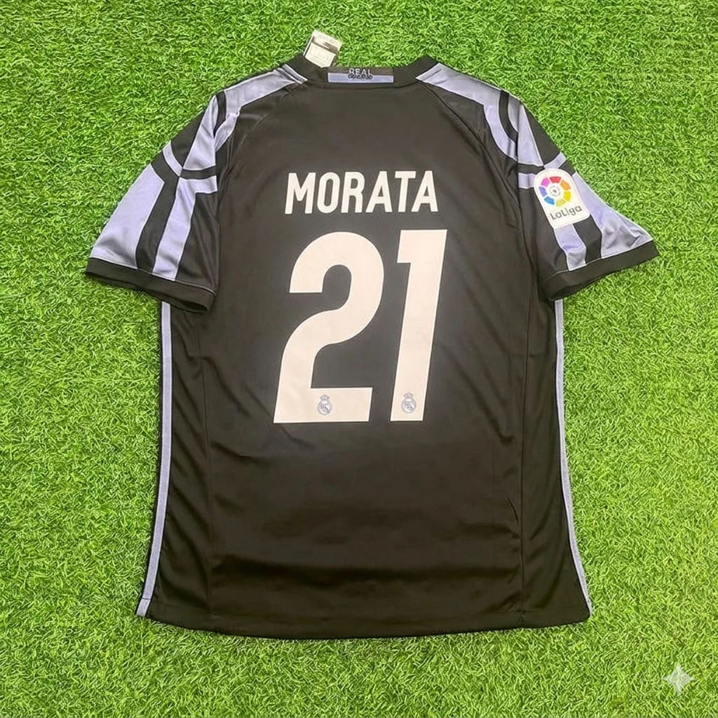 Alvaro Morata 21- Real Madrid 2016 Black Retro Football Jersey