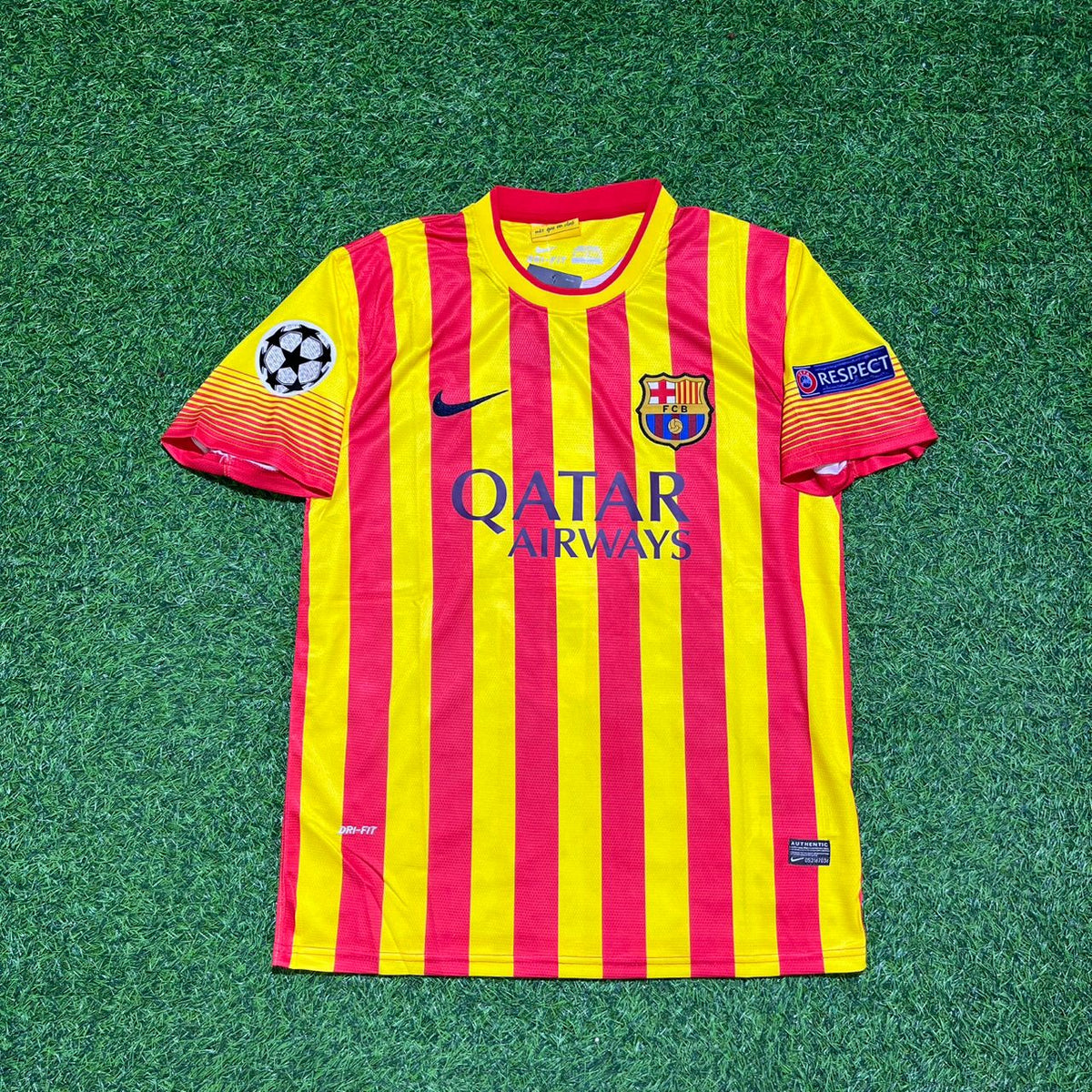 Barcelona 2013/14 Yellow Red Retro Jersey – Andres Iniesta 8