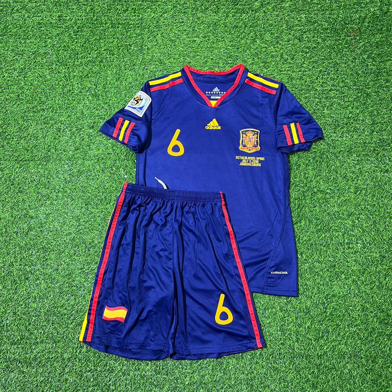 Andrés Iniesta 6 Spanien 2010 WM Finale Retro Kinder Fußballtrikot