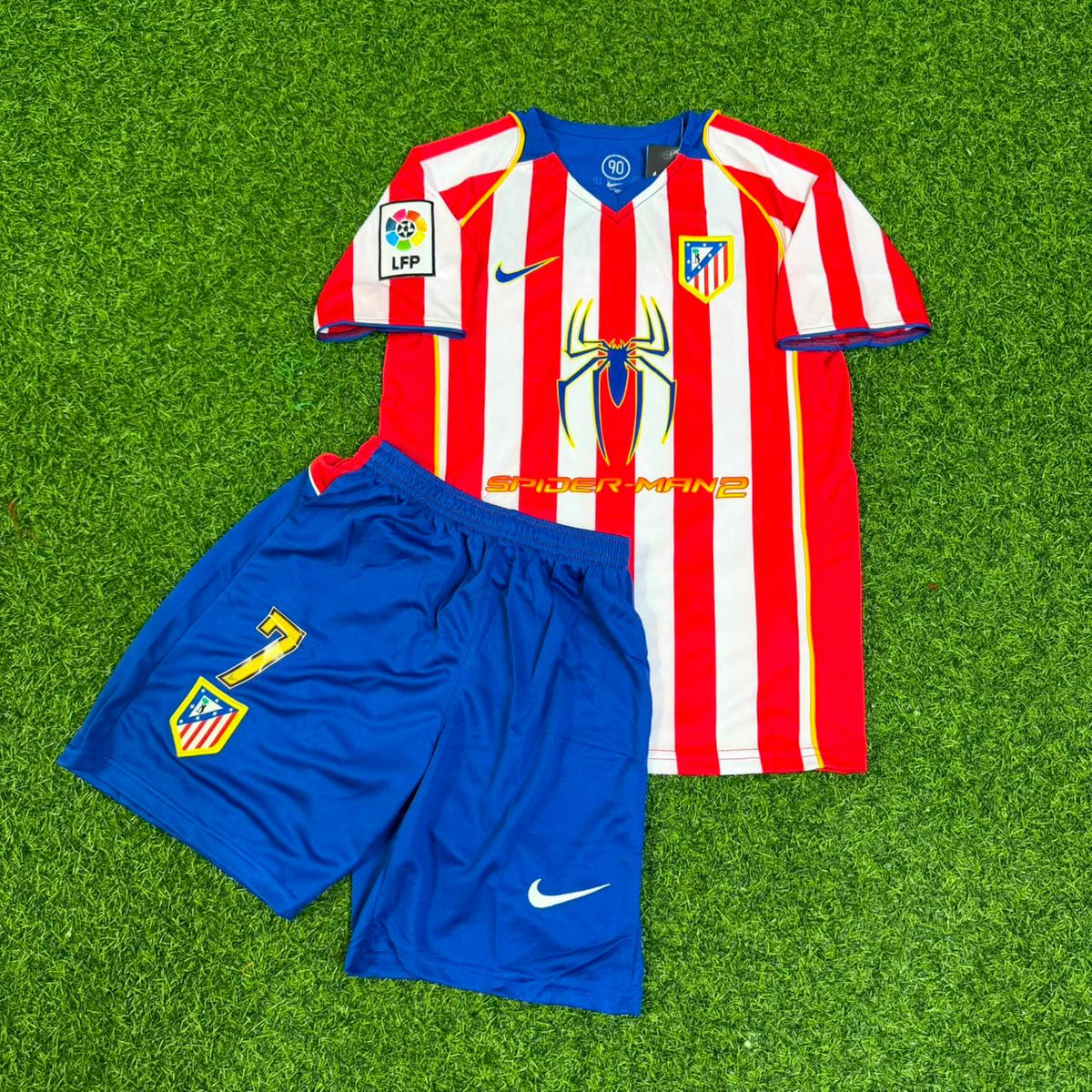 Antoine Griezmann #7 Atlético Madrid Spider-Man Kinder-Retro-Fußballtrikot