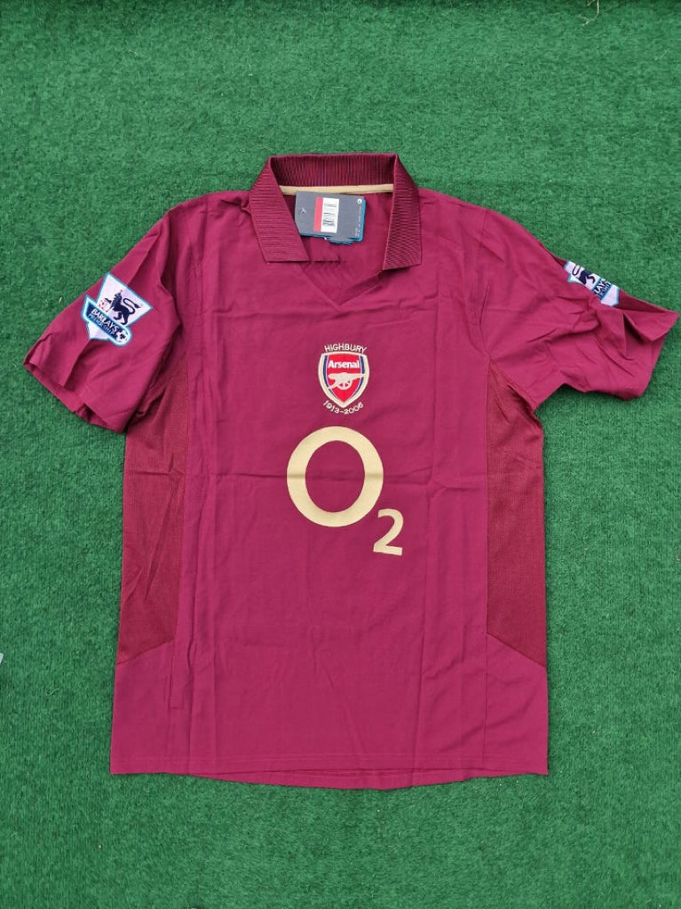 Arsenal 2006 Highbury Burgunderrotes Premier League Patch Retro-Fußballtrikot