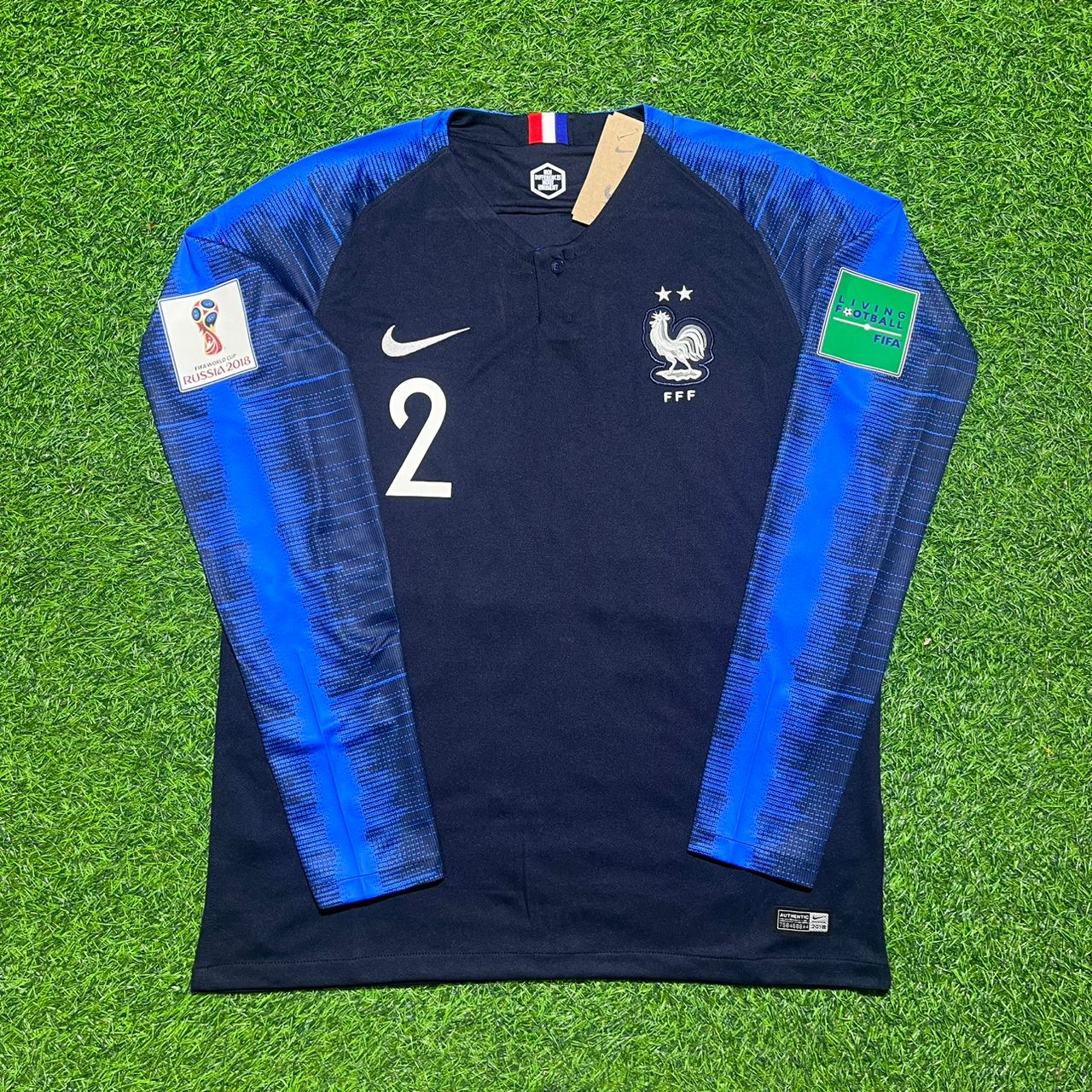 Benjamin Pavard Frankreich 2018 WM-Finale Langarm Retro Fußballtrikot Set