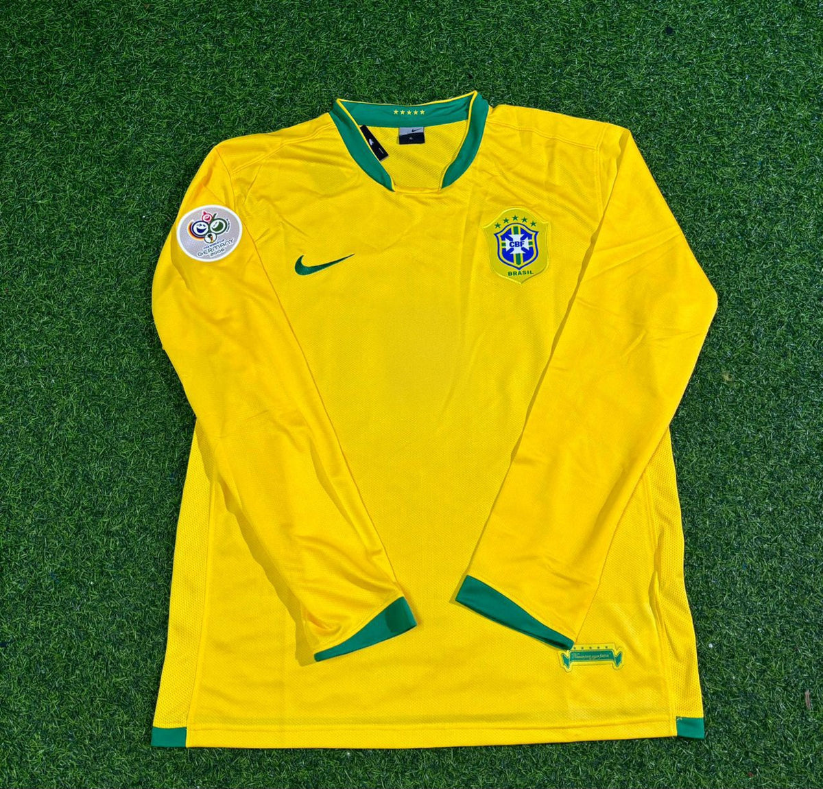 Adriano #7 Brazil 2006 World Cup Long Sleeve Football Jersey