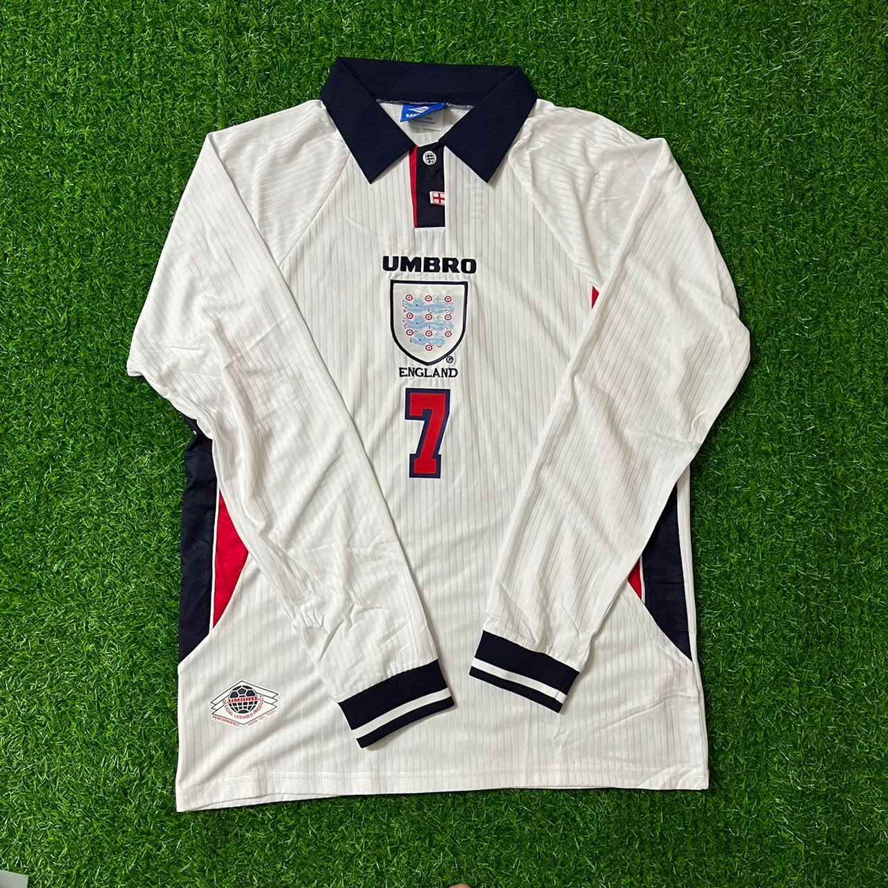 David Beckham England WM 1998 Langarm-Retro-Trikot