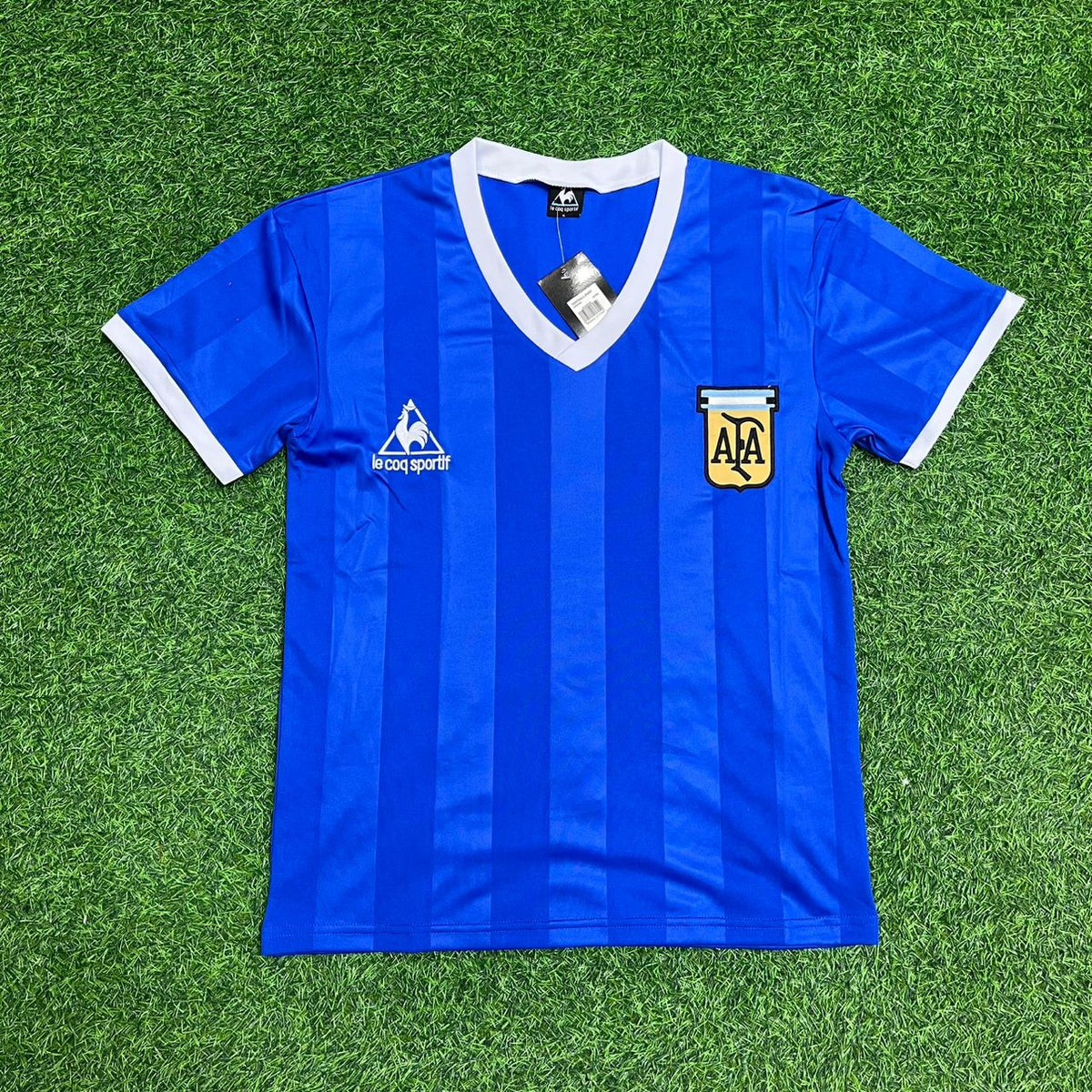 Diego Maradona Argentinien 1986 WM-Finale Blaues Retro-Fußballtrikot-Set