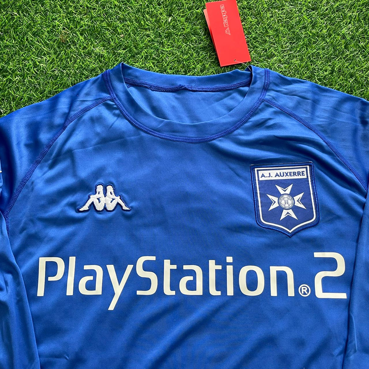 Maillot rétro à manches longues bleu Auxerre de Stéphane Guivarc'h