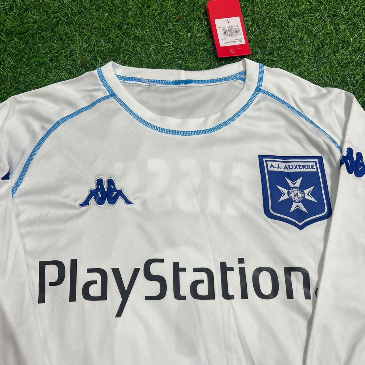 Stephane Guivarc'h Auxerre Commemorative White Long Sleeve Retro Jersey Maillot