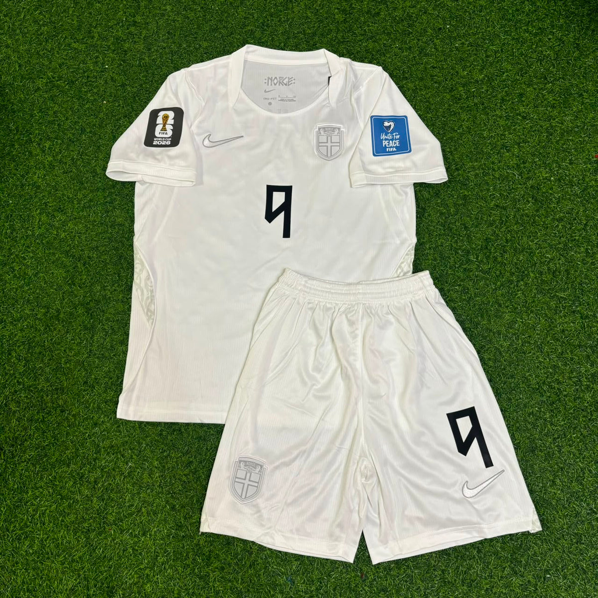 Erling Braut Haaland #9 Norway 2026 World Cup Kids White Football Jersey