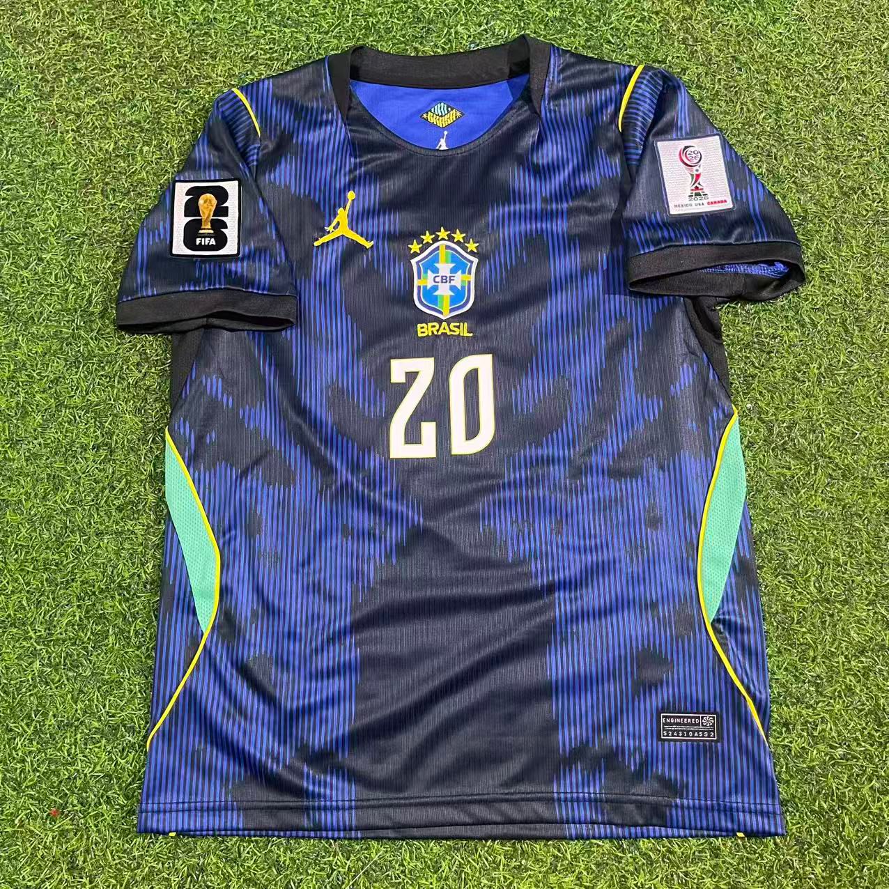 Estêvão Willian 20# Brazil 2026 World Cup Long Sleeve Blue Away Jersey Trikot