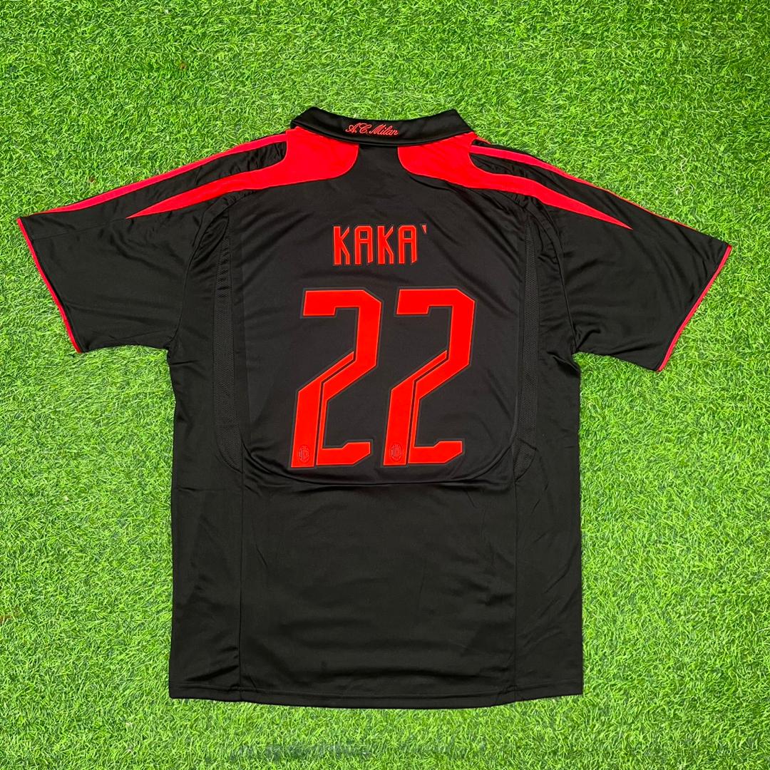 Maillot de football rétro AC Milan 2007-2008 Kaka Leite troisième noir