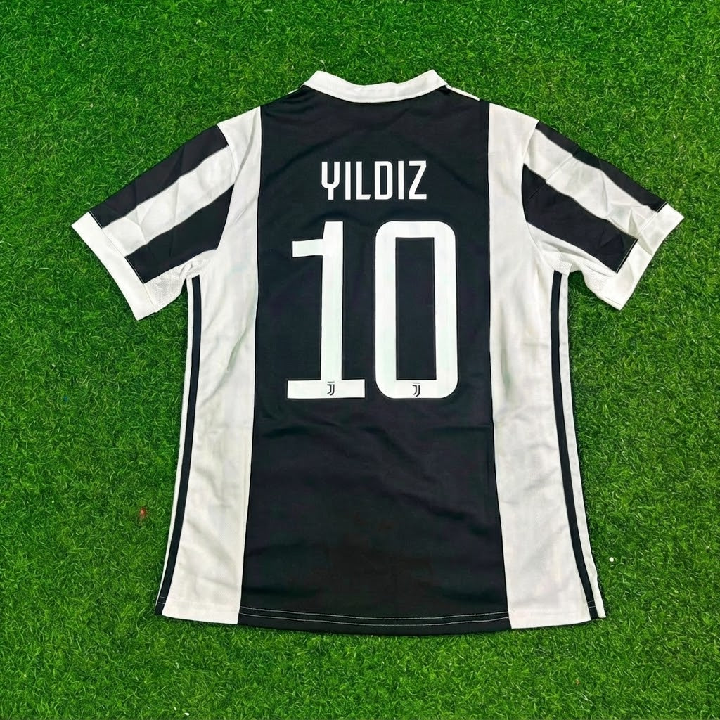 Kenan Yıldız #10 Juventus Home Black White Retro Football Jersey