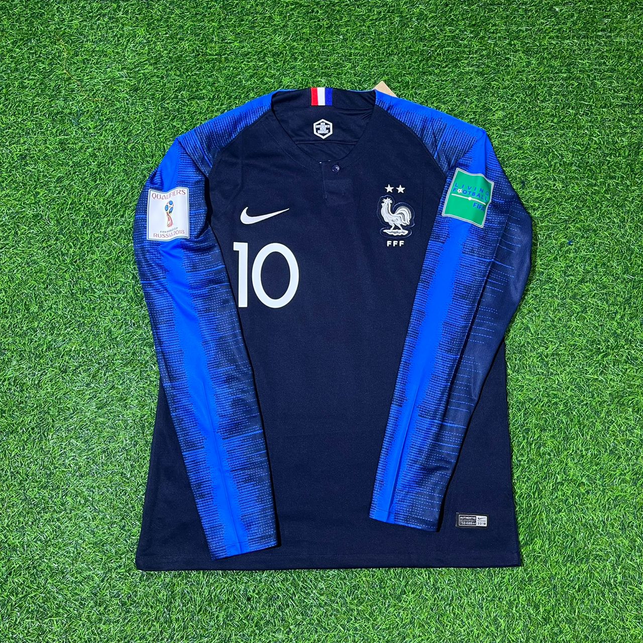 Kylian Mbappé Frankreich WM 2018 Finale Langarm Retro Fußballtrikot Set