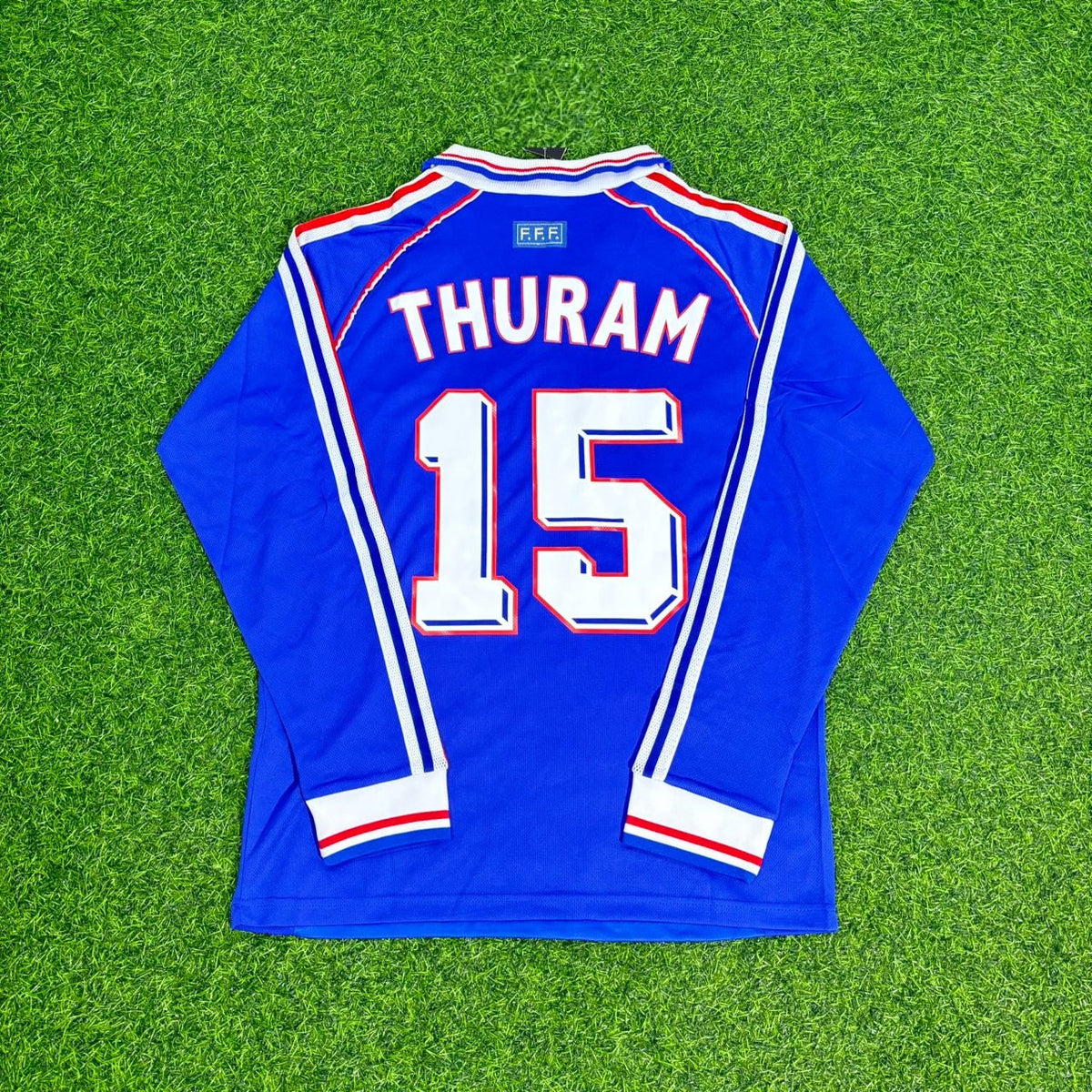 Lilian Thuram France 1998 World Cup Retro Long Sleeve Football Jersey Maillot Trikot Soccer Shirt