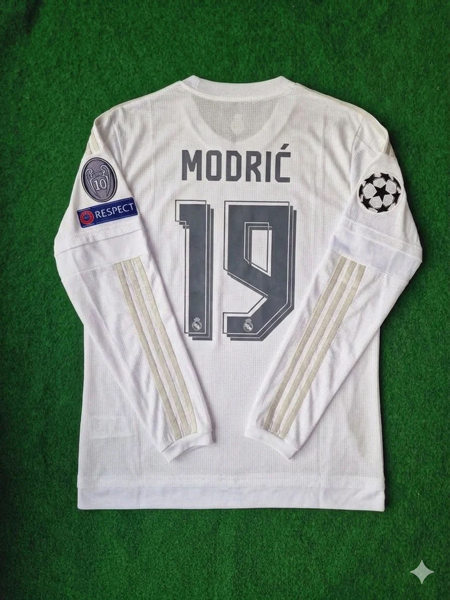 Luka Modrić 19- Real Madrid 2016 Champions League Final Long Sleeve Jersey Trikot Maillot Soccer Shirt