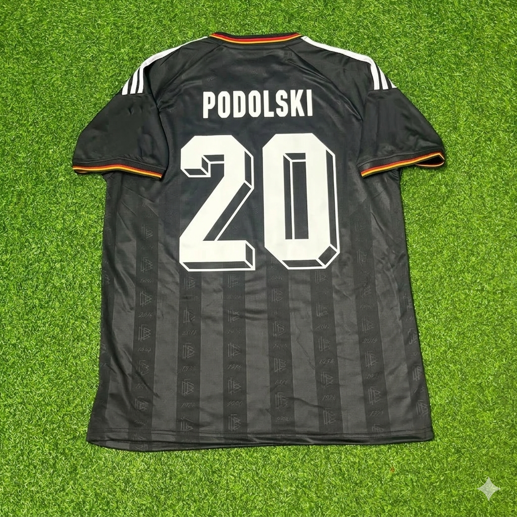 Lukas Podolski 20# Maillot de football rétro vintage noir Allemagne