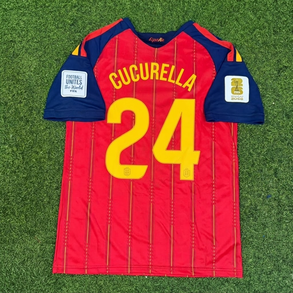 Marc Cucurella #24 Espagne Deux Étoiles Champions du Monde 2026 Maillot Domicile